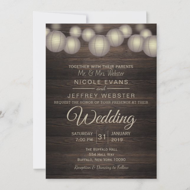 Rustic Land Lantern Barn Wedding bjudande Inbjudningar (Framsida)