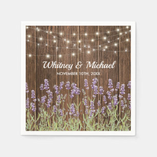 Rustic Land Lavender Blommigt Ljus Bröllop Pappersservett