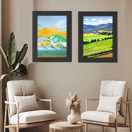 Rustic Land Levande ängar Grönten Backe Blå himmel