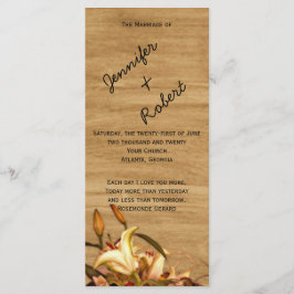 Rustic land Lily Watercolor Bröllopsprogram Program