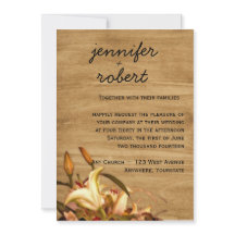 Rustic Land Lily Watercolor Wedding bjudande