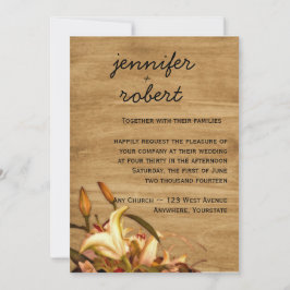 Rustic Land Lily Watercolor Wedding bjudande Inbjudningar