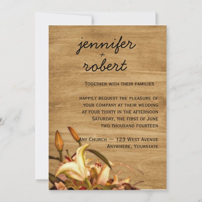 Rustic Land Lily Watercolor Wedding bjudande Inbjudningar (Framsida)