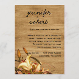 Rustic Land Lily Watercolor Wedding bjudande Inbjudningar