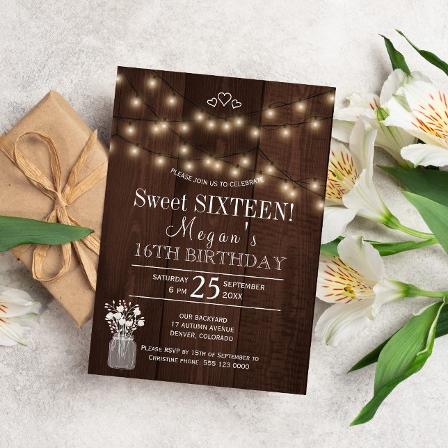 Rustic land ljus lada sweet sixteen inbjudningar (Skapare uppladdad)