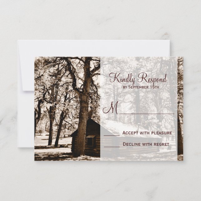 Rustic Land Log Cabin Gräs Bröllop OSA Card Kort (Framsida)