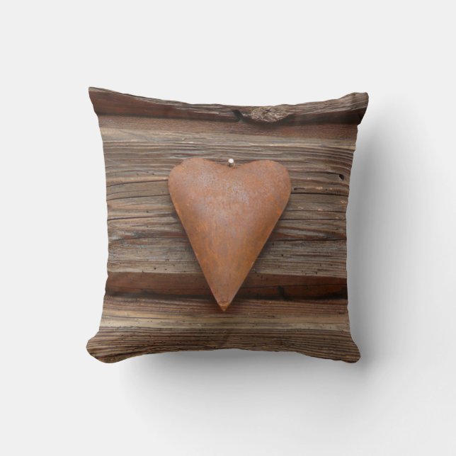 Rustic Land Log Cabin Wood Heart Dekorativ kudde (Framsida)