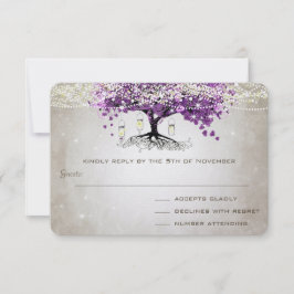 Rustic Land Luxe Lila Heart Löv Bröllop OSA Kort
