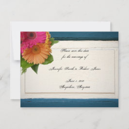 Rustic Land målade Daisy för trä Spara datum Datumet