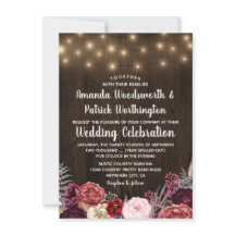 Rustic Land Marsala Peony-bröllopsinbjudningar