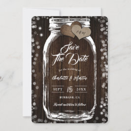 Rustic Land Mason Burk Barn Wood Bröllop Spara Datumet