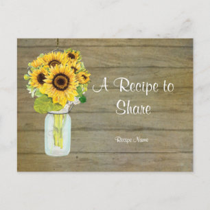 Rustic Land Mason Burk Blommor Solros Bouquet Vykort