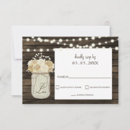 Rustic Land Mason Burk Daisy Barn Wood Bröllop OSA Kort