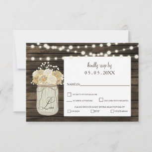 Rustic Land Mason Burk Daisy Barn Wood Bröllop OSA Kort