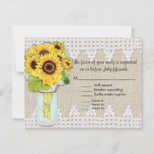 Rustic Land Mason Burk Flowers - Solros Snöre OSA Kort