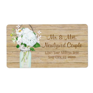 Rustic Land Mason Burk Flowers White Hydrangeas Fraktsedel