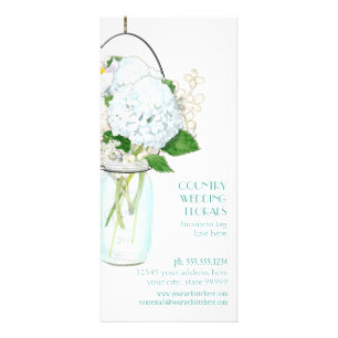 Rustic Land Mason Burk Flowers White Hydrangeas Reklamkort