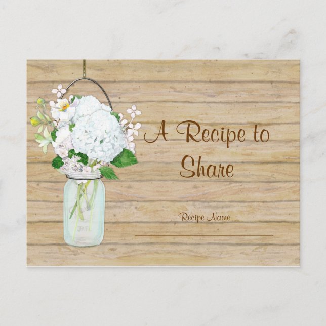 Rustic Land Mason Burk Flowers White Hydrangeas Vykort (Framsida)
