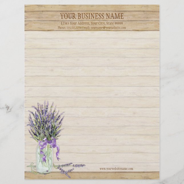 Rustic Land Mason Burk Fransk Lavender Bouquet Brevhuvud (Framsida)