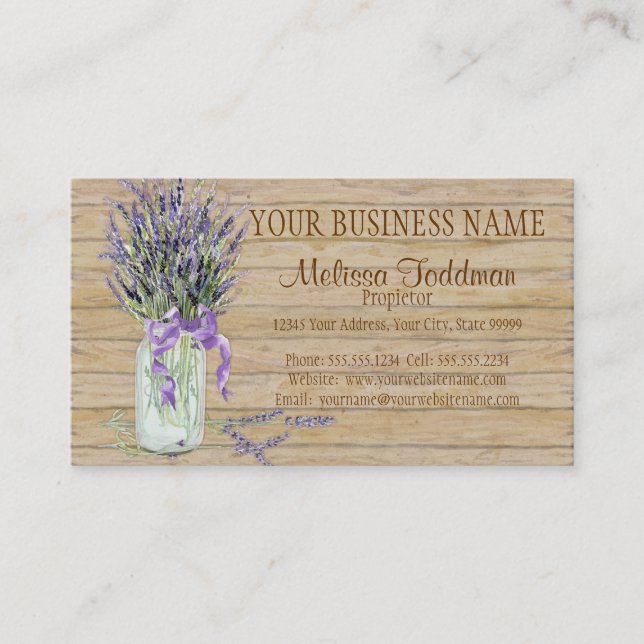 Rustic Land Mason Burk Fransk Lavender Bouquet Visitkort (Framsida)