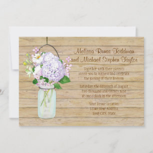 Rustic Land Mason Burk Lavender Blommigt Hydrangea Inbjudningar