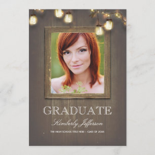 Rustic Land Mason Burk Ljus Photo Studenten Inbjudningar