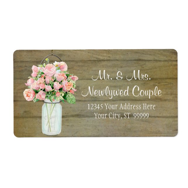 Rustic Land Mason Burk  Rosa ros Bouquet Fraktsedel (Framsidan)