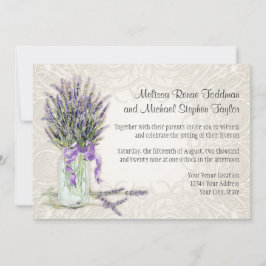 Rustic Land Mason Burk Snöre n Lavender Blommigt Inbjudningar