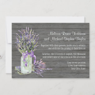 Rustic Land Mason Burk Snöre n Lavender Blommigt Inbjudningar