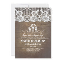 Rustic land mason burk wood snöre bröllopsinbjudan