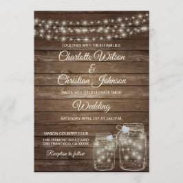 Rustic Land Mason Ljus bröllopsinbjudan Inbjudningar