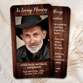 Rustic Land Memorial Photo Funeral Prayer Card Visitkort