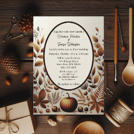 Rustic Land minimalistic Fall Pumpkins Bröllop Inbjudningar