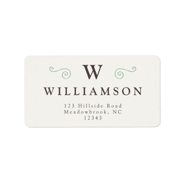 Rustic Land Modern Monogram-Returadress Adressetikett (Framsidan)