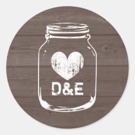 Rustic land monogram Mason burk bröllopsmärken Runt Klistermärke