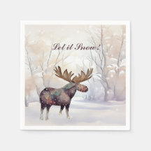 Rustic Land Moose i en Snowy Skogen-jul