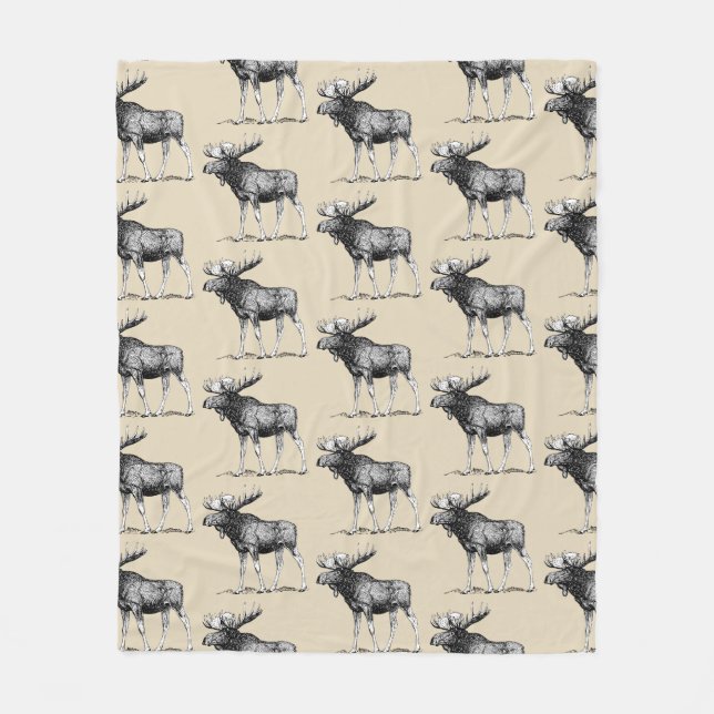 Rustic Land Moose Illustration & Taupe Fleecefilt (Framsidan)