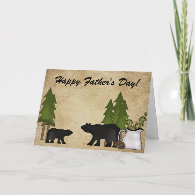 Rustic Land Mountain Bears Fars dag Card Kort (Framsida)