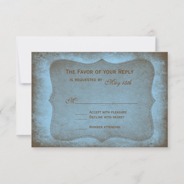 Rustic Land Muddy Blue Bröllop OSA Card Kort (Framsida)