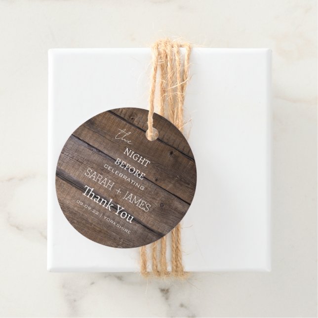 Rustic Land natten före Bröllop Tack Gåvor Etiketter (På plats)