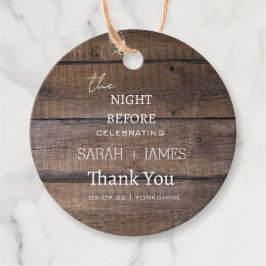Rustic Land natten före Bröllop Tack Gåvor Etiketter