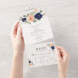 Rustic Land Navy Blue och Peach Blommigt Bröllop