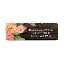 Rustic Land Peony Barn Wood Bröllop Returadress Etikett