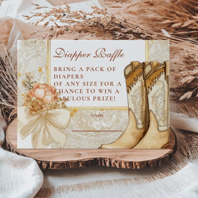 Rustic Land Peony Boots Diapper Raffle Tilläggskort (Skapare uppladdad)