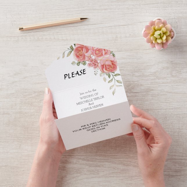 Rustic Land Pinkblomma Bröllop All-in-One Invit (Video)