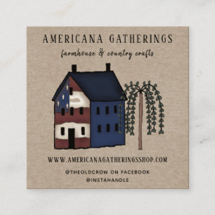 Rustic Land Primitive Americana Affärskort Fyrkantigt Visitkort