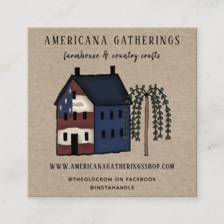 Rustic Land Primitive Americana Affärskort Fyrkantigt Visitkort