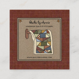 Rustic Land Quilter Stitcher Handmade Crafter Fyrkantigt Visitkort