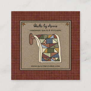 Rustic Land Quilter Stitcher Handmade Crafter Fyrkantigt Visitkort