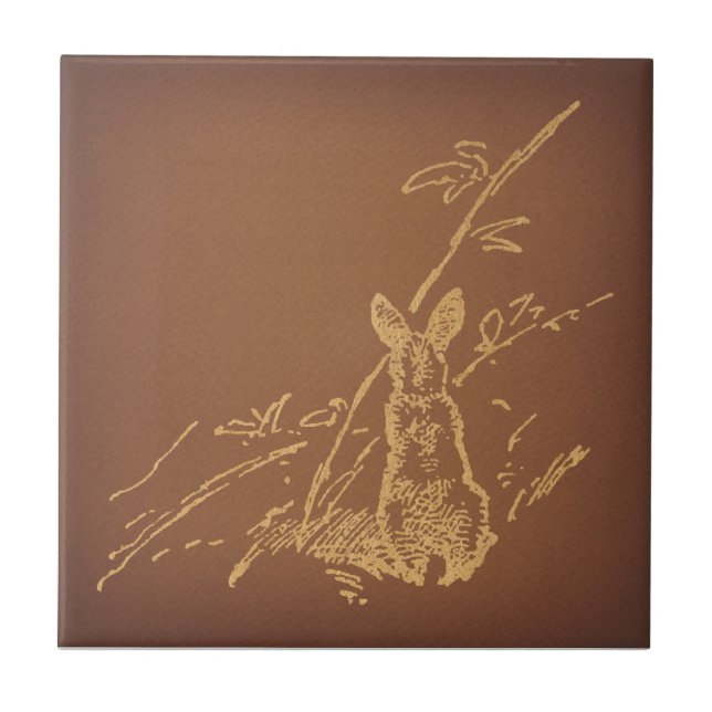 Rustic Land Rabbit Classic Brown Bunny Art Kakelplatta (Framsidan)